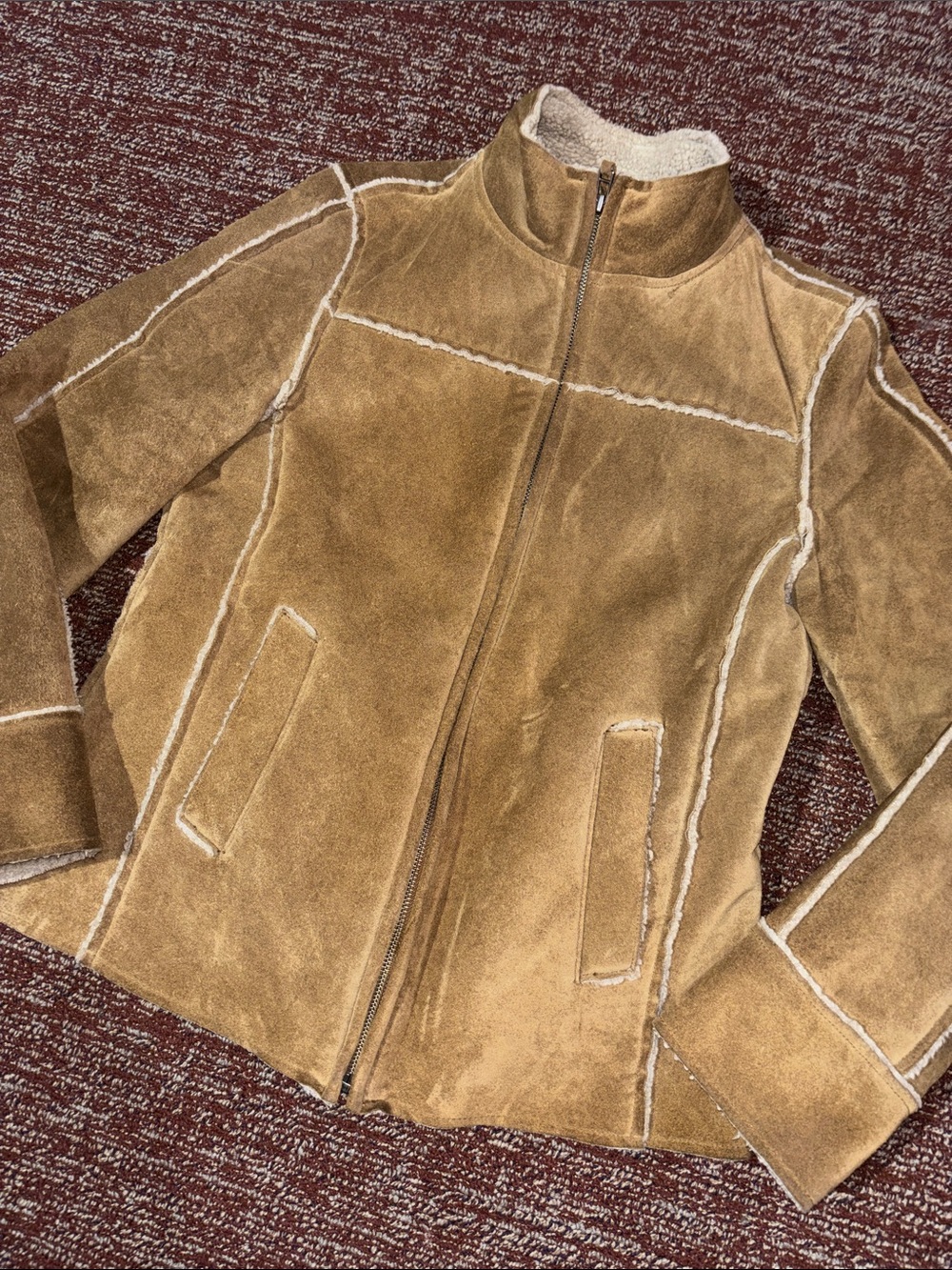 Gap vintage y2k genuine sueded leather western faux Sherpa fitted high neck S